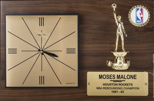 1981-82 NBA Rebounding Champion Award Presented To Moses Malone (Malone LOA)